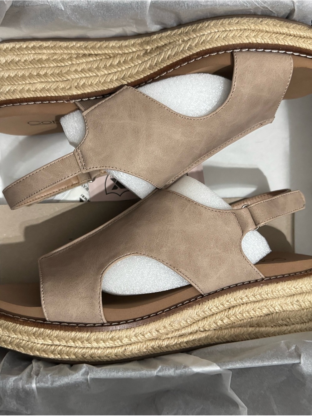 Corkys Taupe Espadrille Platform Slingback Sandals - Picture 3 of 5